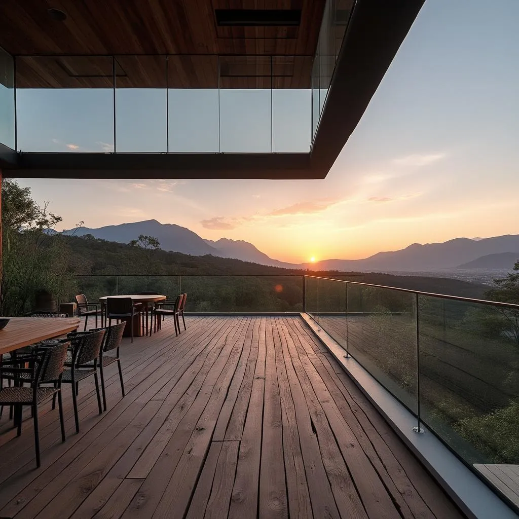Terraza panorámica con vista a montañas