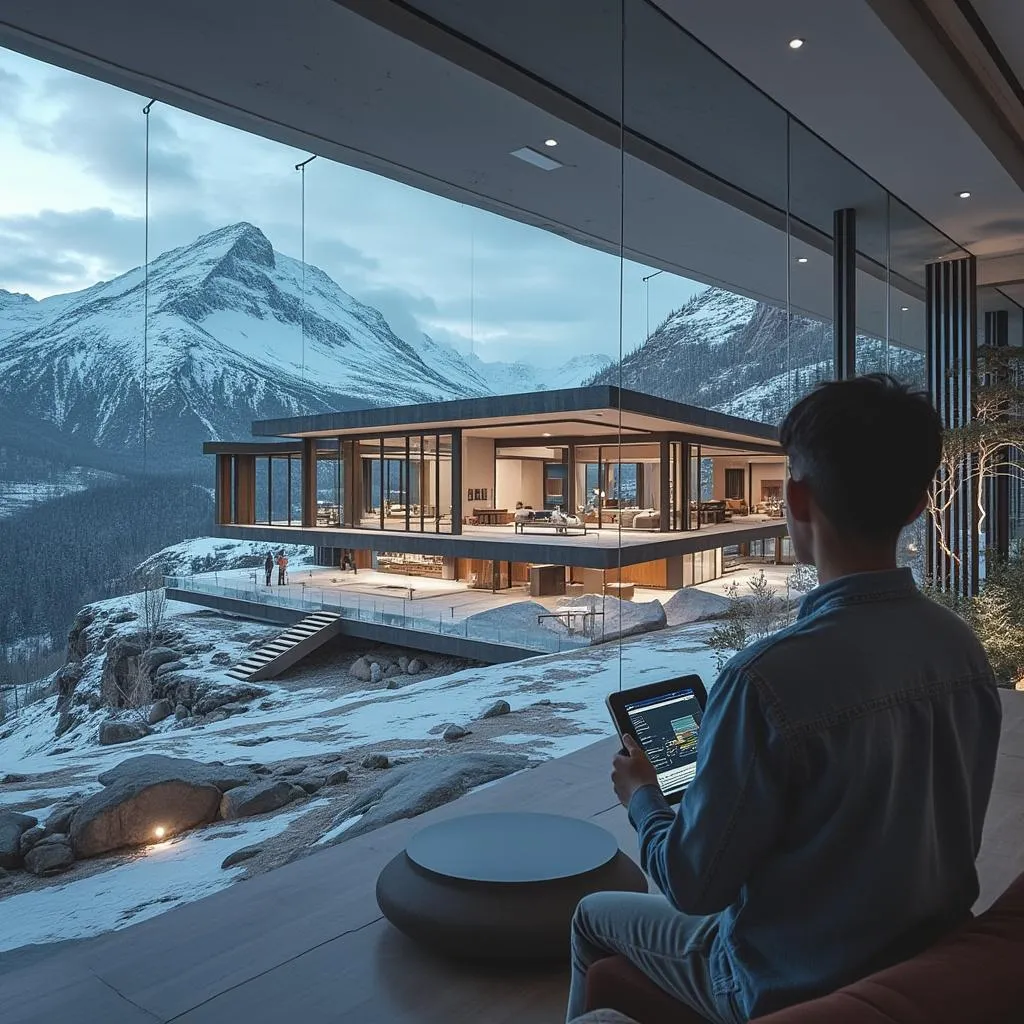 Modelo 3D de casa con tecnología de construcción avanzada